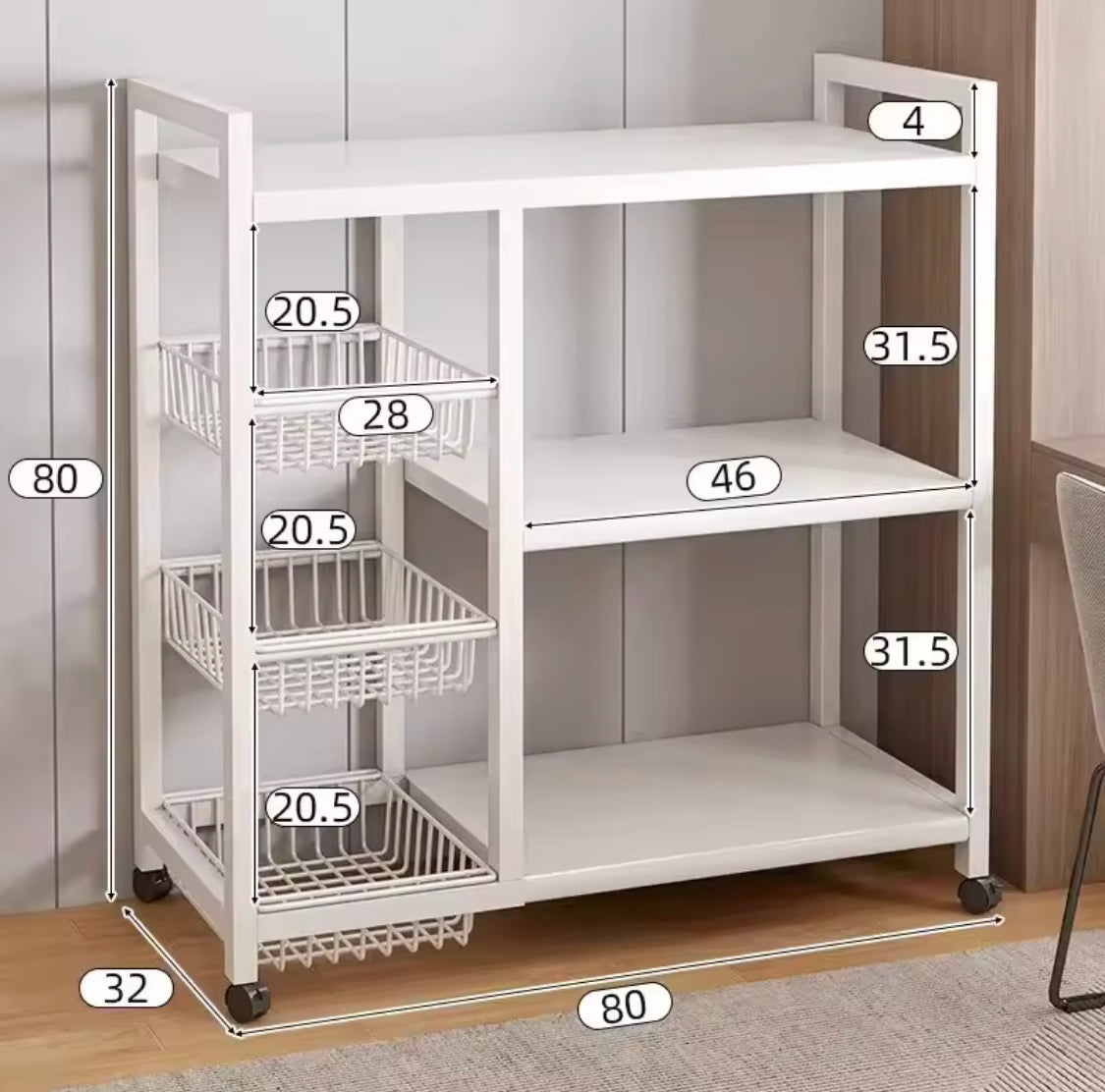 Multilayer Storage Rolling Cart, Moveable Kitchen Storage Rack With Baskets, Multifunctional Kitchen Organizer Multilayer Storage Rolling Cart, Moveable Kitchen Storage Rack With Baskets, Multifunctional Kitchen Organizer